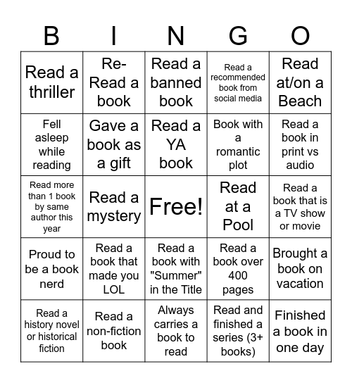 3rd Chapter Book Club Summer 2024 Bingo Card