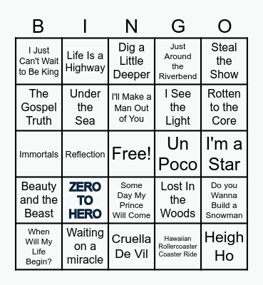 DISNEY BINGO Card