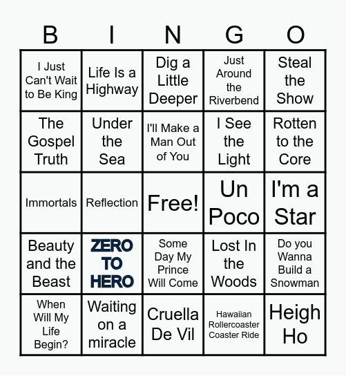 DISNEY BINGO Card