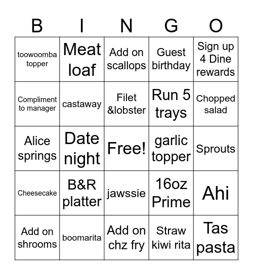 Bingo Bingo Card