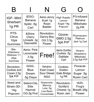 Clear the Shelf Bingo Card