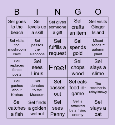 Sel's Stardew Bingo Card