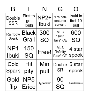 Summer Ibuki Bingo Card