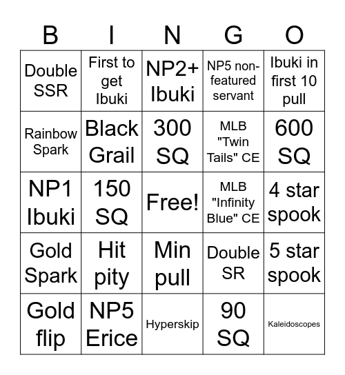 Summer Ibuki Bingo Card