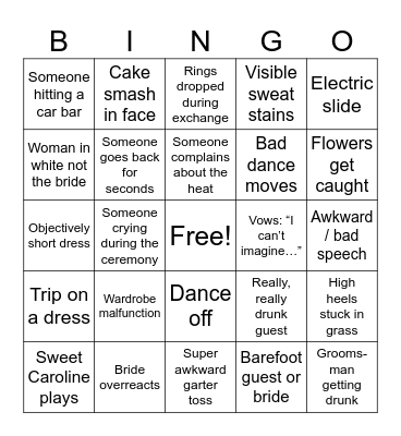 Wedding Bingo Card