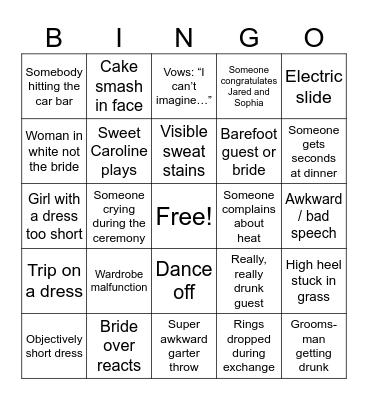 Wedding Bingo Card