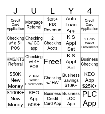 Firecracker Bingo! Bingo Card