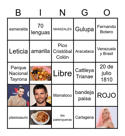 BINGO COLOMBIANO Bingo Card