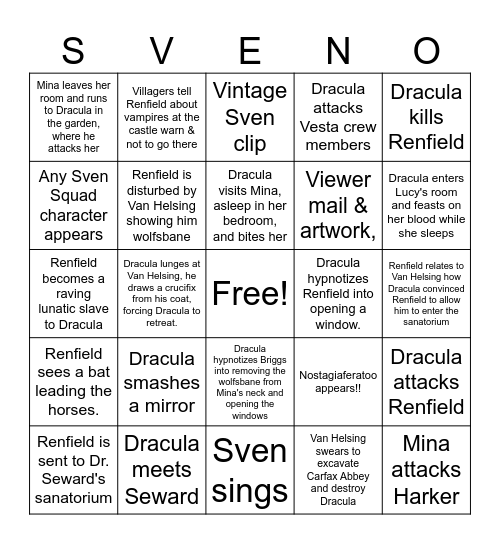 DRACULA Bingo Card