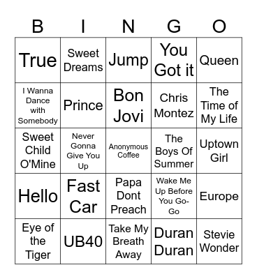 80's BINGO Card
