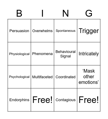 Why do humans laugh? Bingo Card