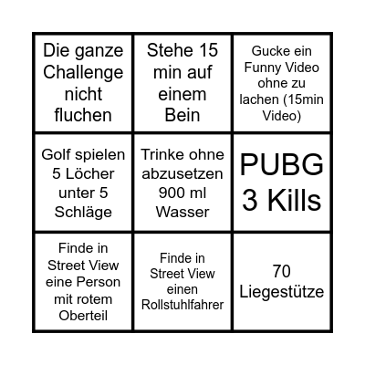 2,5 H BINGO CHALLENGE Bingo Card