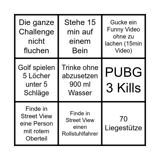 2,5 H BINGO CHALLENGE Bingo Card