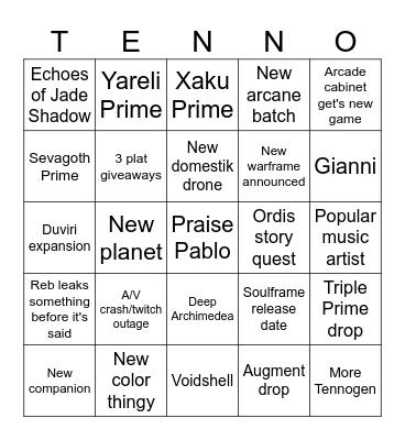 TENNOCON 2024 Bingo Card