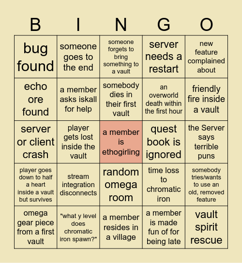 VHSMP DAY 1 BINGO Card