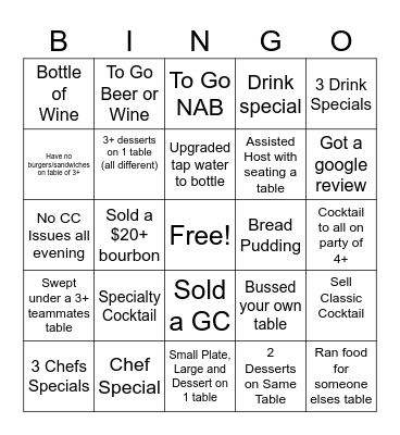 July 20th Bingo Card