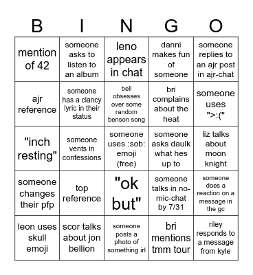 BANDITOS BINGO (created 7/20/24) Bingo Card