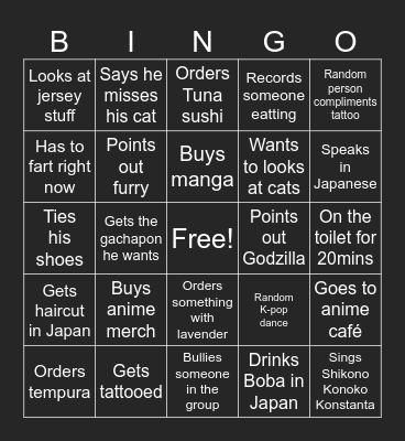 Devin's BINGO Card
