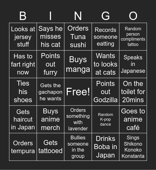 Devin's BINGO Card