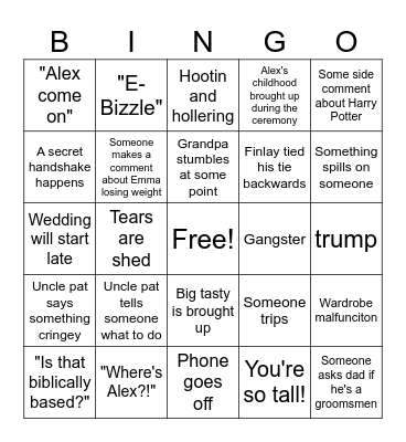 Alex / Laura Wedding Bingo Card
