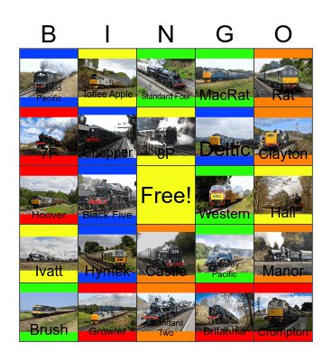 British Rail Motive Power Past, Present and Preservation Bingo Card