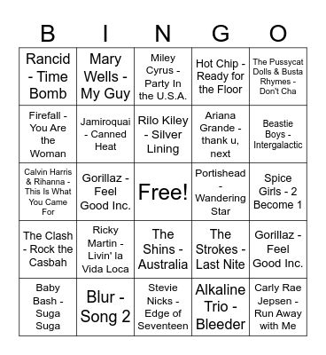 Music Bingo Brunch 7/20 Bingo Card