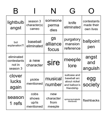ii15 bingo :3 Bingo Card