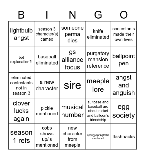 ii15 bingo :3 Bingo Card