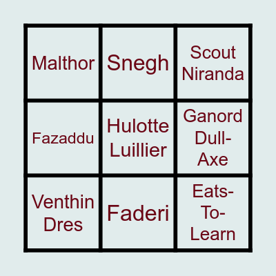 Assassin Bingo Card