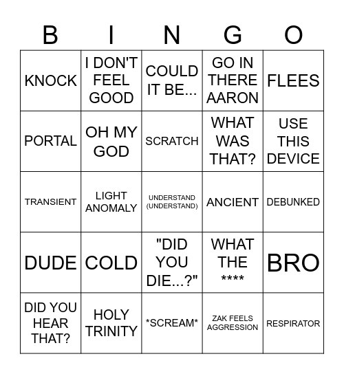 GHOST ADVENTURES BINGO Card