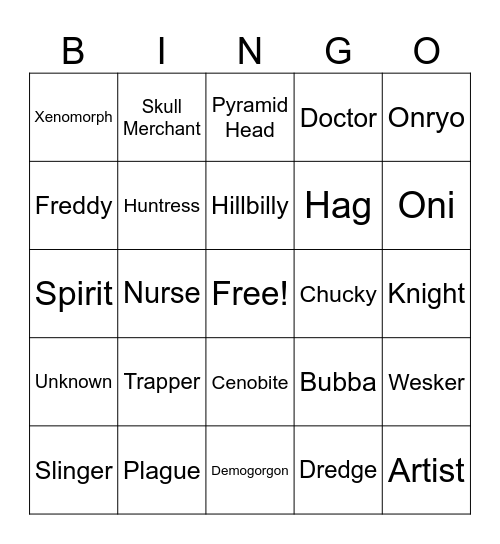 Killer Bingo Card