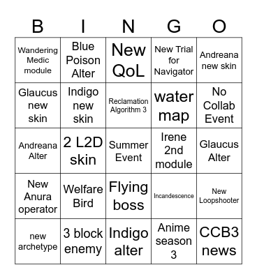 Summer bingo board Bingo Card