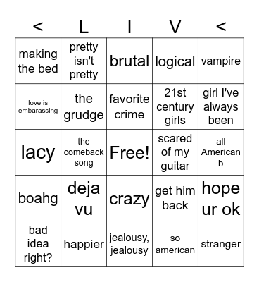 Liv bingo Card