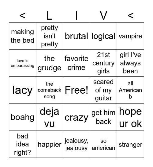 Liv bingo Card