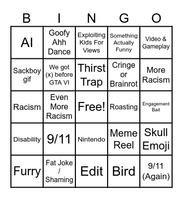 IG Reels Bingo Card