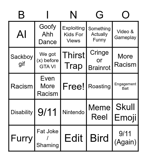 IG Reels Bingo Card