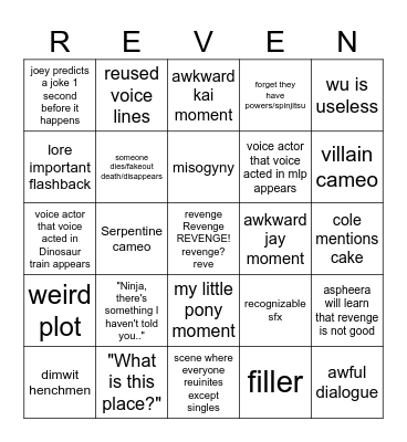 secrets of the revenge Bingo Card