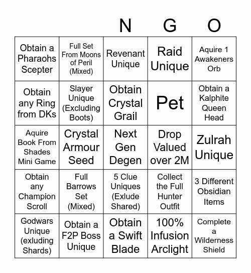 NGD OSRS Bingo Card