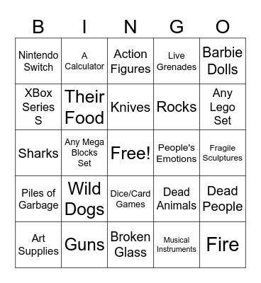 What would your OC (irresponsibly) play with? Bingo Card