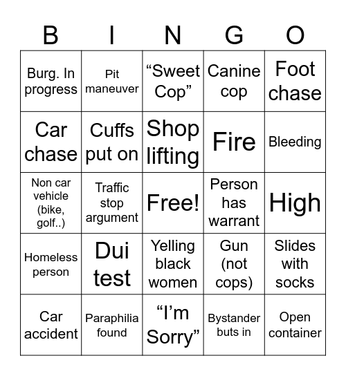 ON PATROL LIVE Bingo Card