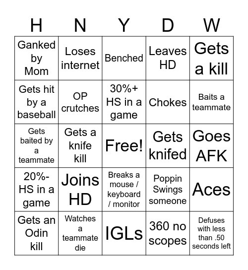 Leem Bingo Card