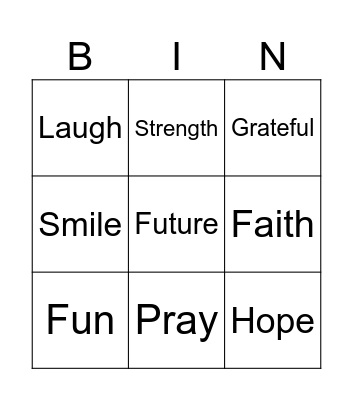 Positive words Bingo Card