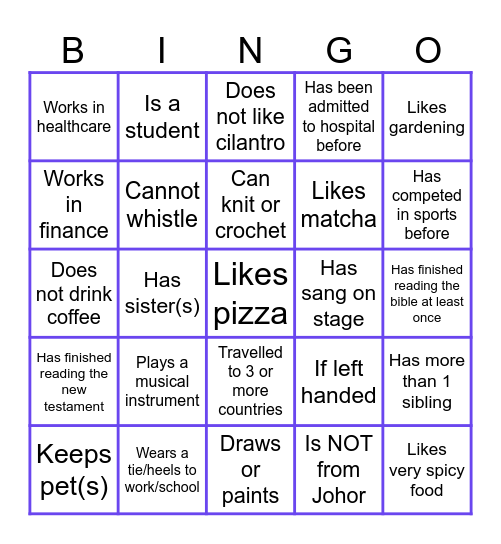Find someone who Bingo Card