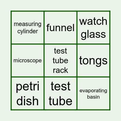 Laboratory Equipment Bingo Card