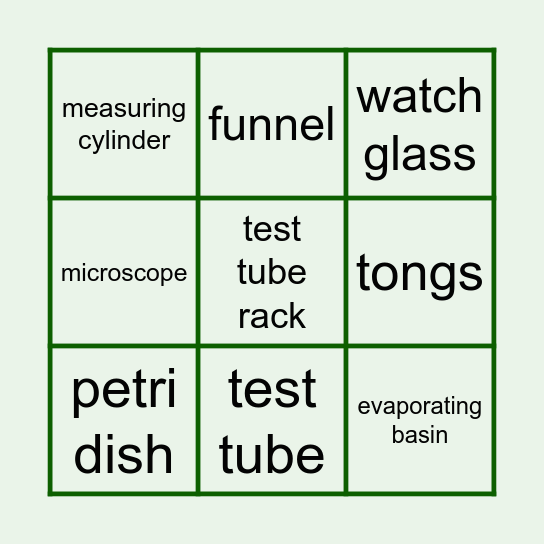 Laboratory Equipment Bingo Card