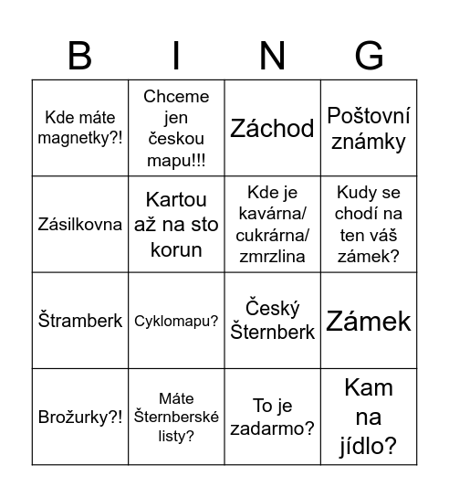 Víkendová směna v infocentru Bingo Card