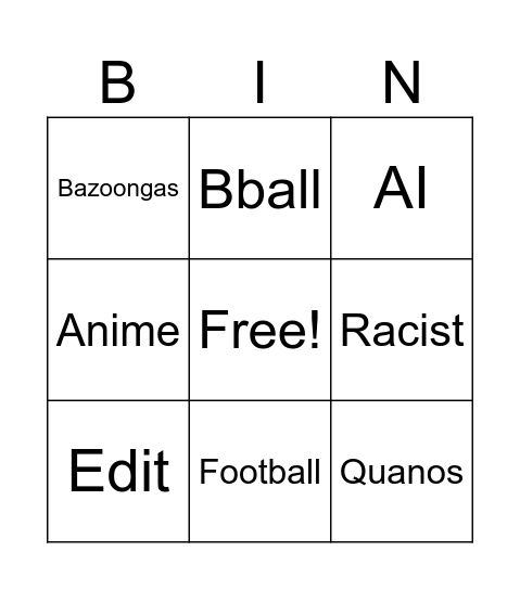 TikTok Bingo Card Bingo Card