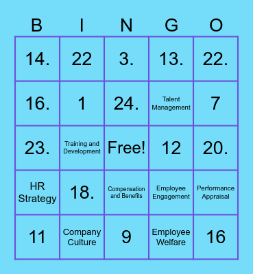 H.C.M BINGO Card