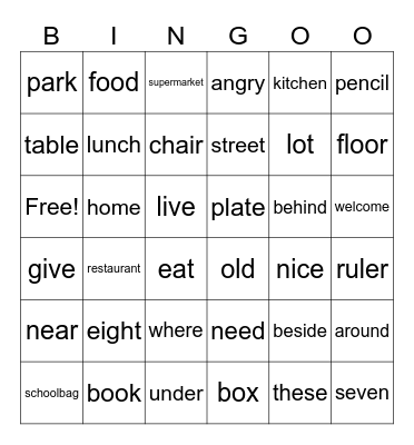Day 6 Vocabulary Bingo Card