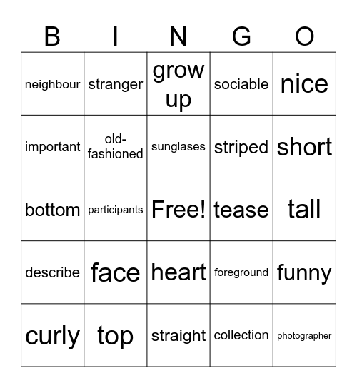 Unit 1 - people and pictures Bingo Card